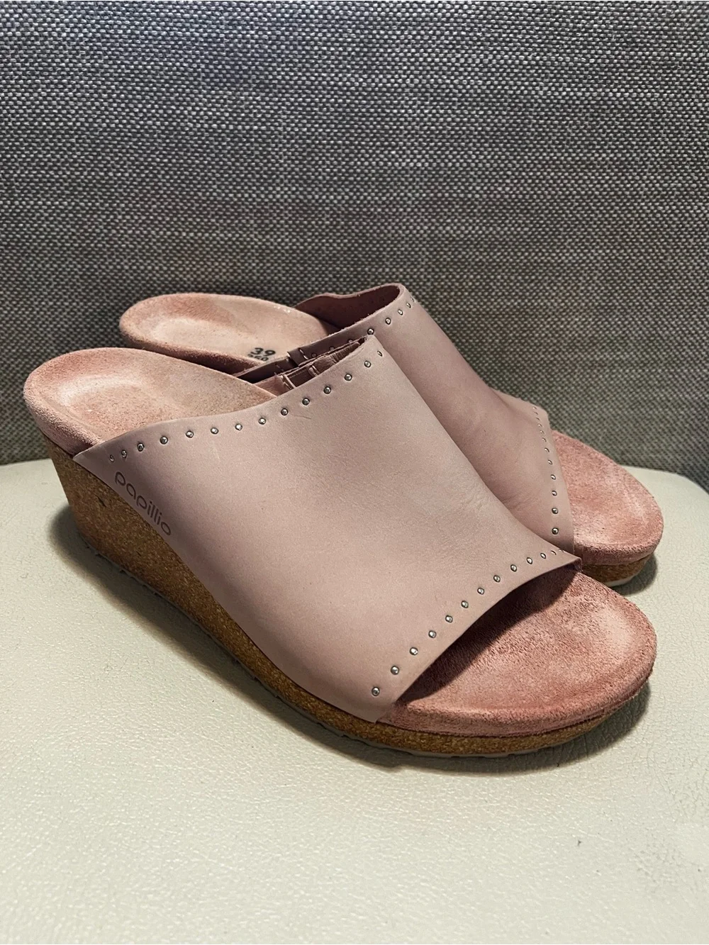 Papillio By Birkenstock Namica Pink  Cork Wedge Slide Sandals Women’s Size 39